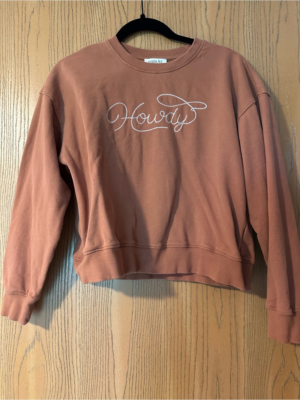 Wishlist Rust-Toned 'Howdy' Embroidered Crewneck Sweatshirt